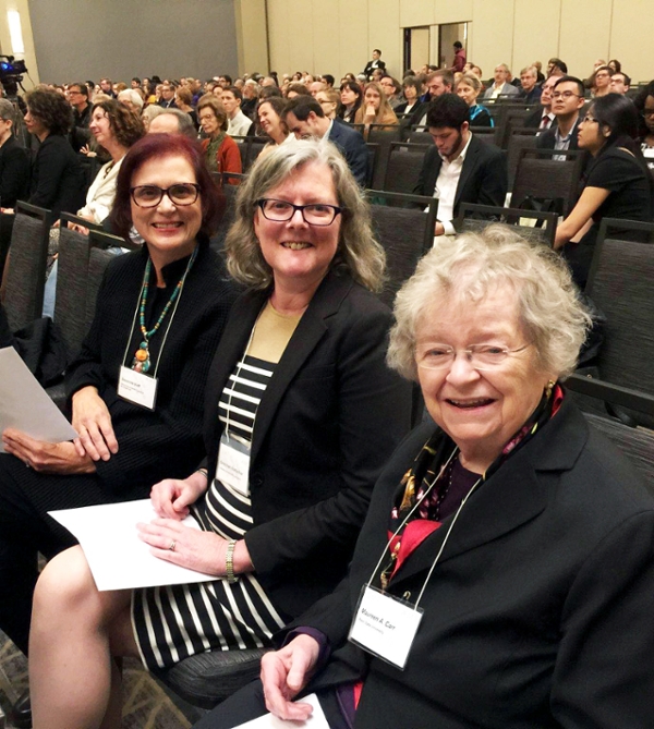 From left to right: Severine Neff, Gretchen Horlacher, and Maureen Carr at AMS/SMT in San Antonio, TX (PHOTO: Laura Emmery)